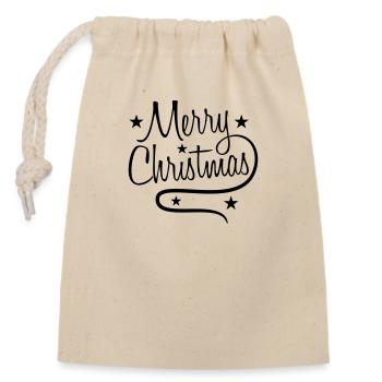 design logo fir stars merry christmas christmas - Closable cotton gift bag (14x20cm) - nature - Front