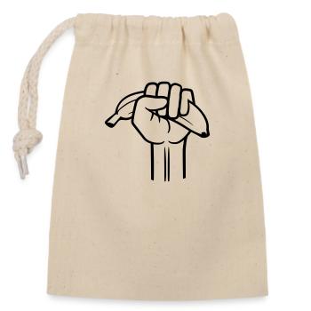 banana fist fruit delicious hunger eat healthy hand - Closable cotton gift bag (14x20cm) - nature - Front