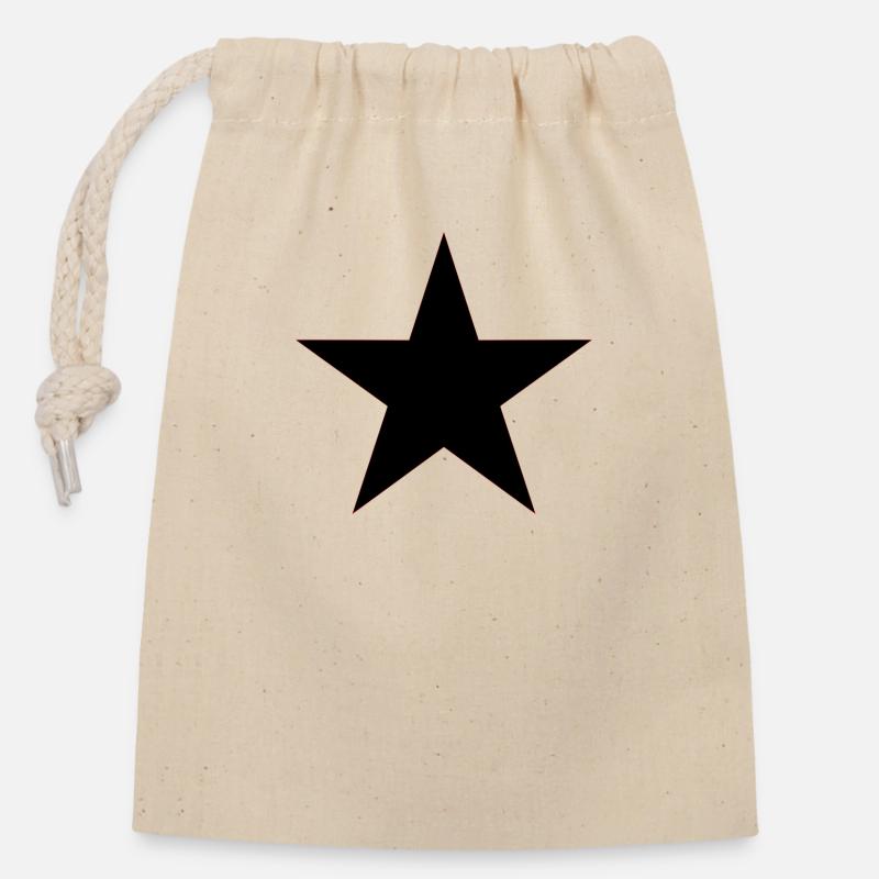 Etoile noire - Sac cadeau en coton avec cordon (14 x 20 cm) - nature