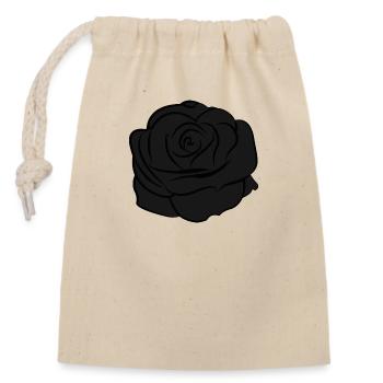 Schwarze Rose Design Garten Blume - Verschließbarer Geschenkbeutel aus Baumwolle (14x20cm) - Natur - Vorne