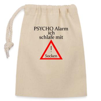 Psycho Alarm Sockenschläfer - Schriftzug - Verschließbarer Geschenkbeutel aus Baumwolle (14x20cm) - Natur - Vorne