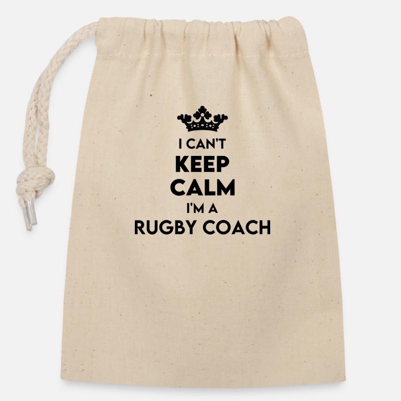 Beruf – Ich kann nicht ruhig bleiben Ich bin Rugby-Trainer - Verschließbarer Geschenkbeutel aus Baumwolle (14x20cm) - Natur