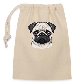 Pug - Closable cotton gift bag (14x20cm) - nature - Front