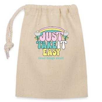 Just Take It Easy - Closable cotton gift bag (14x20cm) - nature - Front