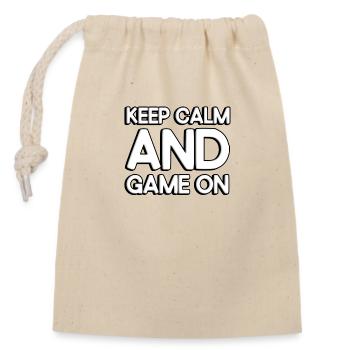Restez calme et jouez - Sac cadeau en coton avec cordon (14 x 20 cm) - nature - Devant