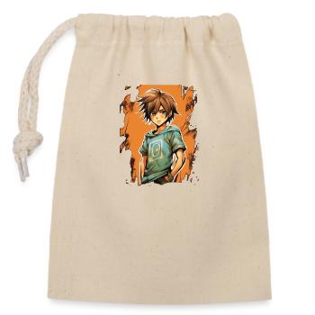 Anime Boy - Closable cotton gift bag (14x20cm) - nature - Front