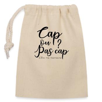 Cap ou pas cap ! - Sac cadeau en coton avec cordon (14 x 20 cm) - nature - Devant