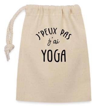 J'peux pas J'ai Yoga - Sac cadeau en coton avec cordon (14 x 20 cm) - nature - Devant
