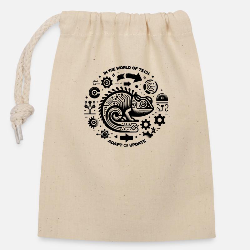 In The World of Tech Adapt or Update - Closable cotton gift bag (14x20cm) - nature