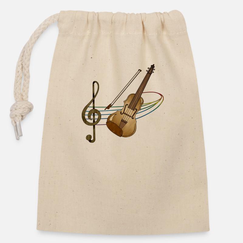 Violon - Sac cadeau en coton avec cordon (14 x 20 cm) - nature