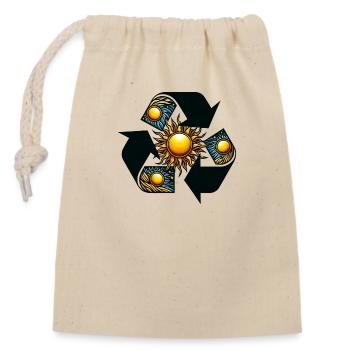 Recycling Sun - Closable cotton gift bag (14x20cm) - nature - Front