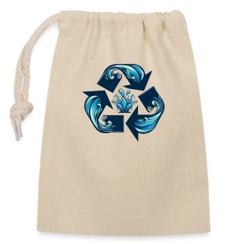 Recycling water - Closable cotton gift bag (14x20cm) - nature - Front
