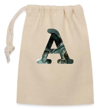 Green Marbled Letter - Closable cotton gift bag (14x20cm) - nature - Front