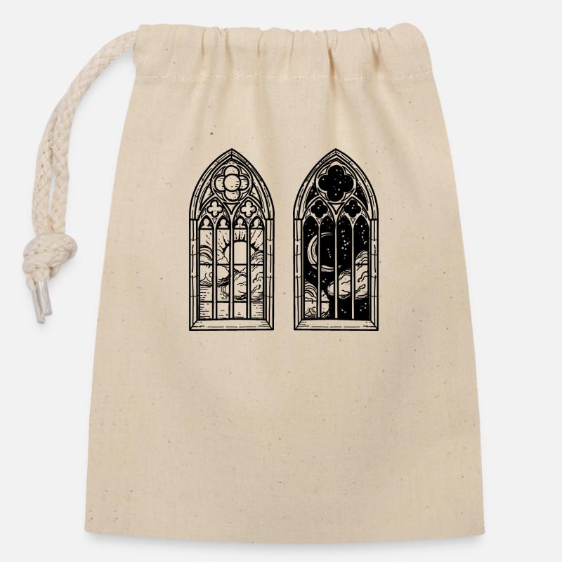 Window - Closable cotton gift bag (14x20cm) - nature
