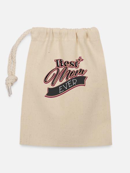 Best Mom ever - Closable cotton gift bag (14x20cm) - nature
