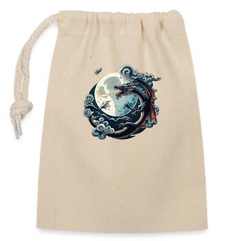 Mystical Dragon and Moon - Celestial Fantasy - Closable cotton gift bag (14x20cm) - nature - Front