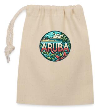 Aruba - Caribbean - Dutch Indies - Karibik - Closable cotton gift bag (14x20cm) - nature - Front