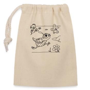 Wachtel-Malspaß für Kinderbekleidung, Taschen, etc - Verschließbarer Geschenkbeutel aus Baumwolle (14x20cm) - Natur - Vorne