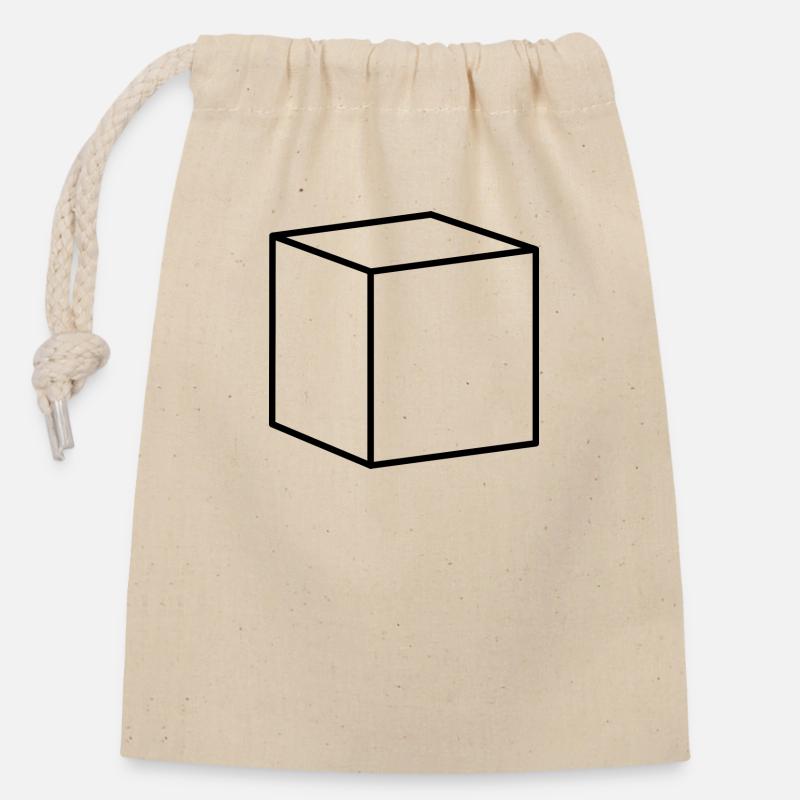 Cube noir - Sac cadeau en coton avec cordon (14 x 20 cm) - nature