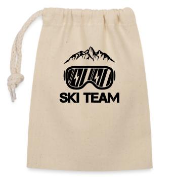Équipe de ski - Sac cadeau en coton avec cordon (14 x 20 cm) - nature - Devant