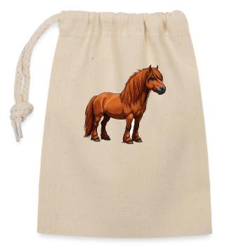Moulinet Highland Pony - Sac cadeau en coton avec cordon (14 x 20 cm) - nature - Devant
