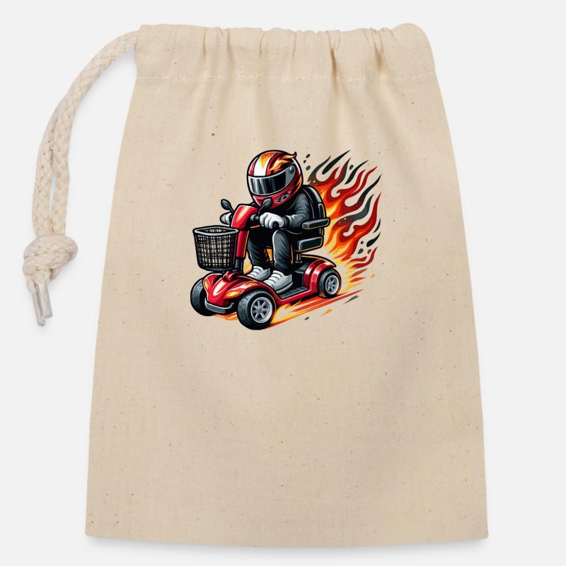Race mobility scooter - Closable cotton gift bag (14x20cm) - nature