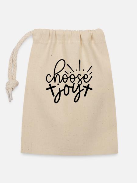 Choose Joy - Verschließbarer Geschenkbeutel aus Baumwolle (14x20cm) - Natur
