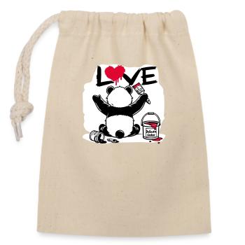 Panda Loveur - Love Painter - Closable cotton gift bag (14x20cm) - nature - Front
