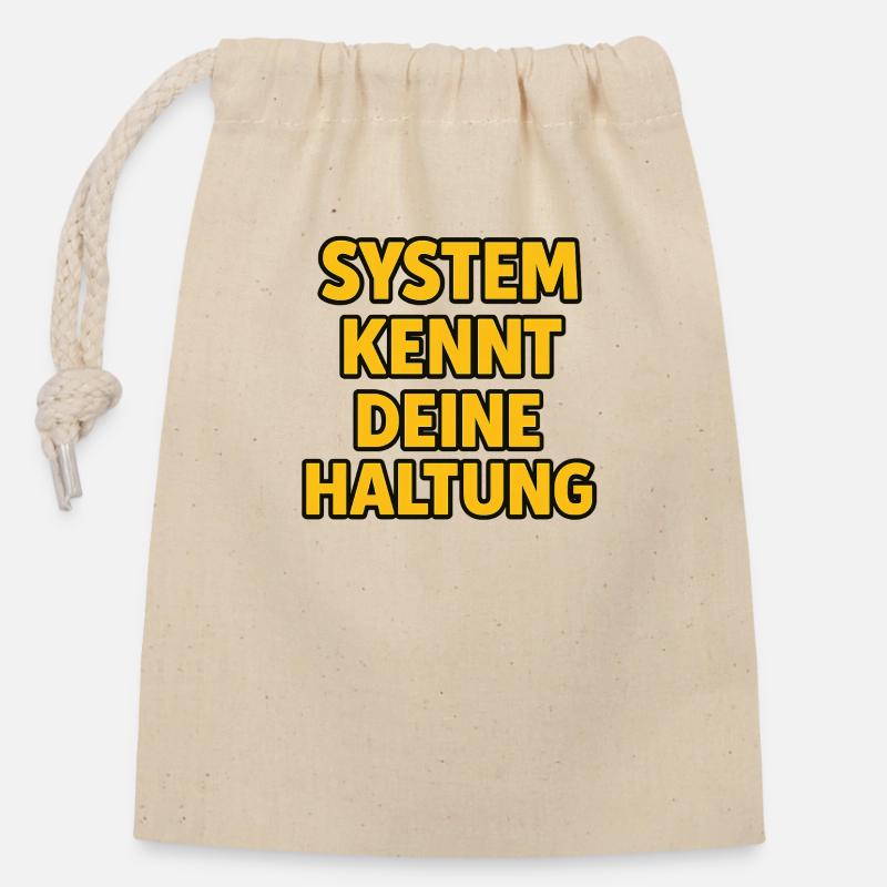 System knows your attitude - Closable cotton gift bag (14x20cm) - nature