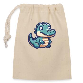 Alligator souriant - Sac cadeau en coton avec cordon (14 x 20 cm) - nature - Devant