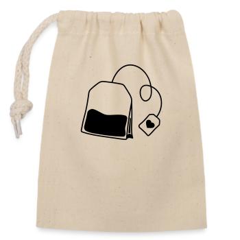 clipart tee-sachet - Sac cadeau en coton avec cordon (14 x 20 cm) - nature - Devant