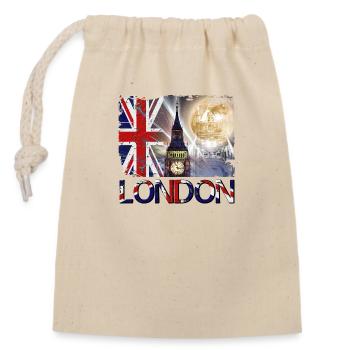 London England UK Flagge Big Ben Tower Bridge - Verschließbarer Geschenkbeutel aus Baumwolle (14x20cm) - Natur - Vorne