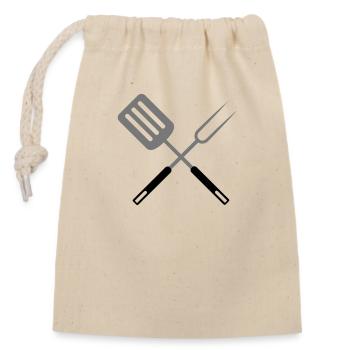 Barbecue Pan Turner Grill Fork Grill Master - Closable cotton gift bag (14x20cm) - nature - Front