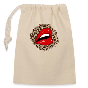 Leopard Lips - Closable cotton gift bag (14x20cm) - nature - Front