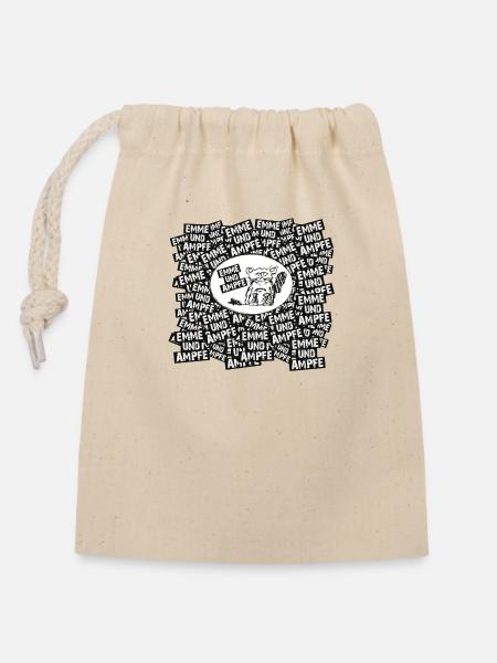 EMMEUNDAMPFE STICKERBOMB - Schwarz\Weiß - Verschließbarer Geschenkbeutel aus Baumwolle (14x20cm) - Natur