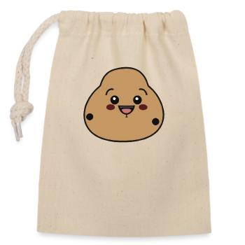 Patate avec visage souriant - Sac cadeau en coton avec cordon (14 x 20 cm) - nature - Devant