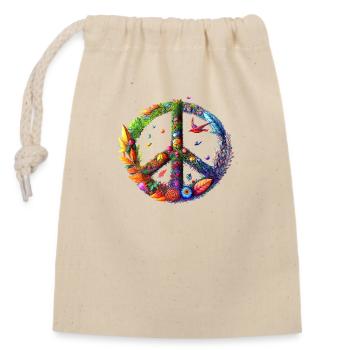 Peace Bird - Verschließbarer Geschenkbeutel aus Baumwolle (14x20cm) - Natur - Vorne