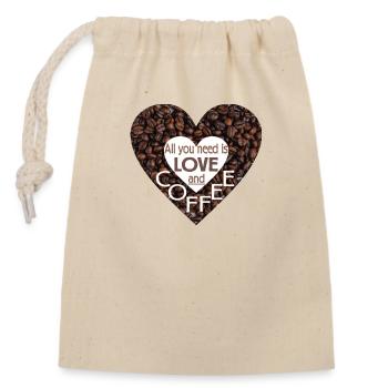 Cœur de grain de café - Tout ce dont vous avez besoin - Sac cadeau en coton avec cordon (14 x 20 cm) - nature - Devant