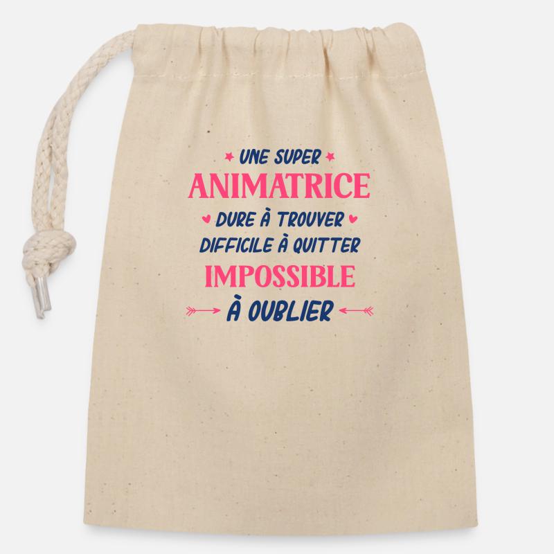 Une super animatrice - Sac cadeau en coton avec cordon (14 x 20 cm) - nature