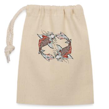 poisson koi carpe japonais dessin 14035 A - Sac cadeau en coton avec cordon (14 x 20 cm) - nature - Devant