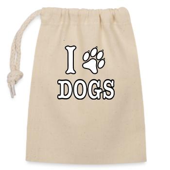 I Love Dogs - Verschließbarer Geschenkbeutel aus Baumwolle (14x20cm) - Natur - Vorne