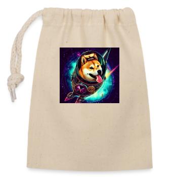 Shiba Inu to the moon - Closable cotton gift bag (14x20cm) - nature - Front