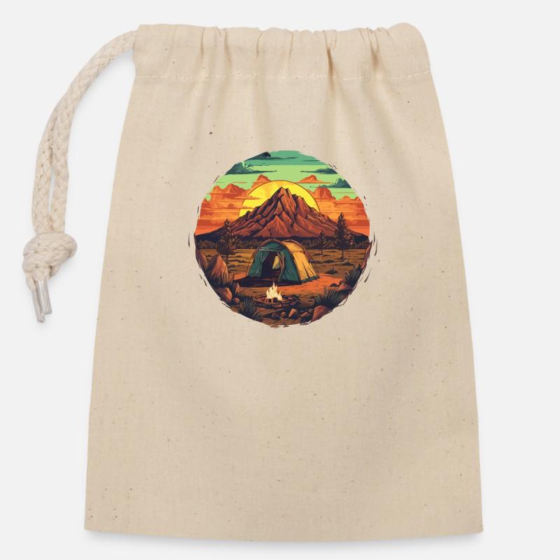 Camping - Verschließbarer Geschenkbeutel aus Baumwolle (14x20cm) - Natur