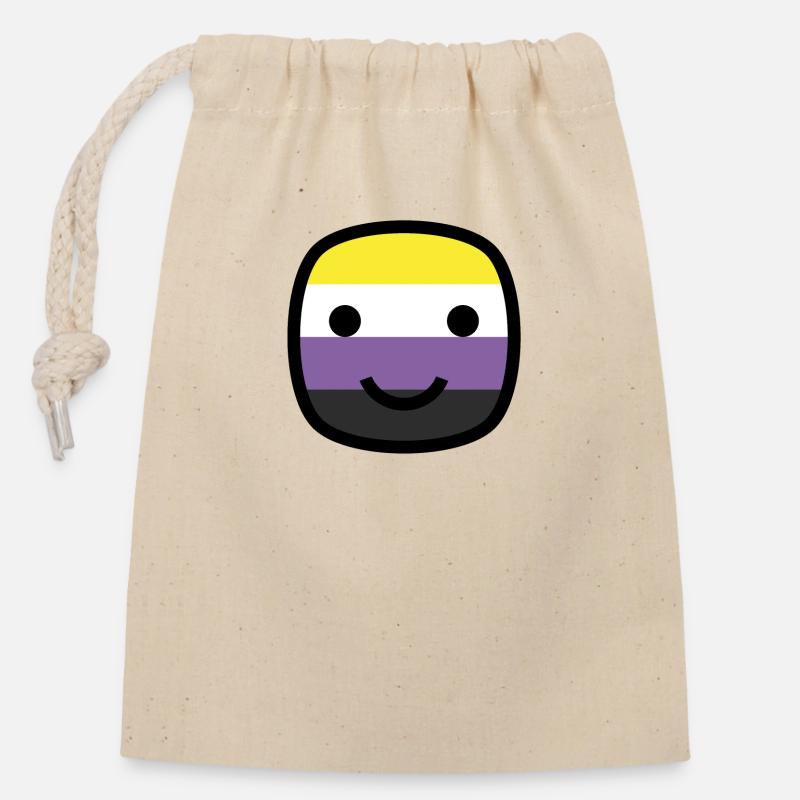 Always Smile Proudly! - Nonbinary Edition - Closable cotton gift bag (14x20cm) - nature