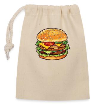 Burger juteux - Sac cadeau en coton avec cordon (14 x 20 cm) - nature - Devant