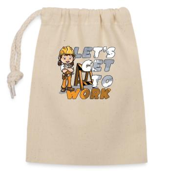 Bagger Baustelle Bauarbeiterin Mädchen I Geschenk - Verschließbarer Geschenkbeutel aus Baumwolle (14x20cm) - Natur - Vorne