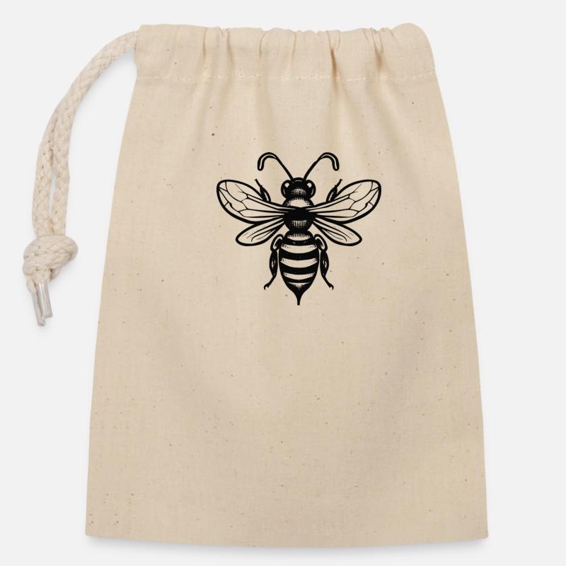 Bee black whitetattoo - Closable cotton gift bag (14x20cm) - nature