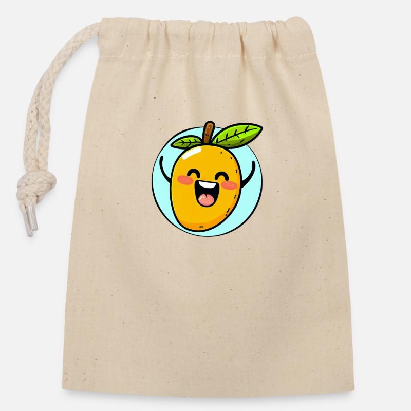 Fröhliche Mango - Verschließbarer Geschenkbeutel aus Baumwolle (14x20cm) - Natur