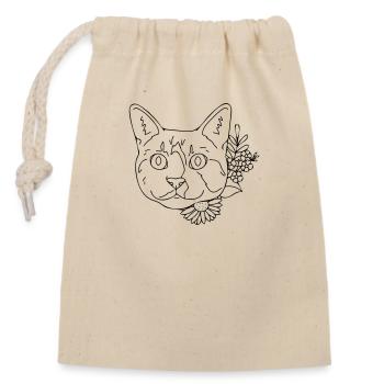 cat - Closable cotton gift bag (14x20cm) - nature - Front