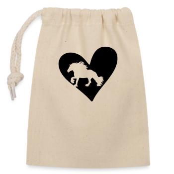 Cœur de bricolage - Sac cadeau en coton avec cordon (14 x 20 cm) - nature - Devant